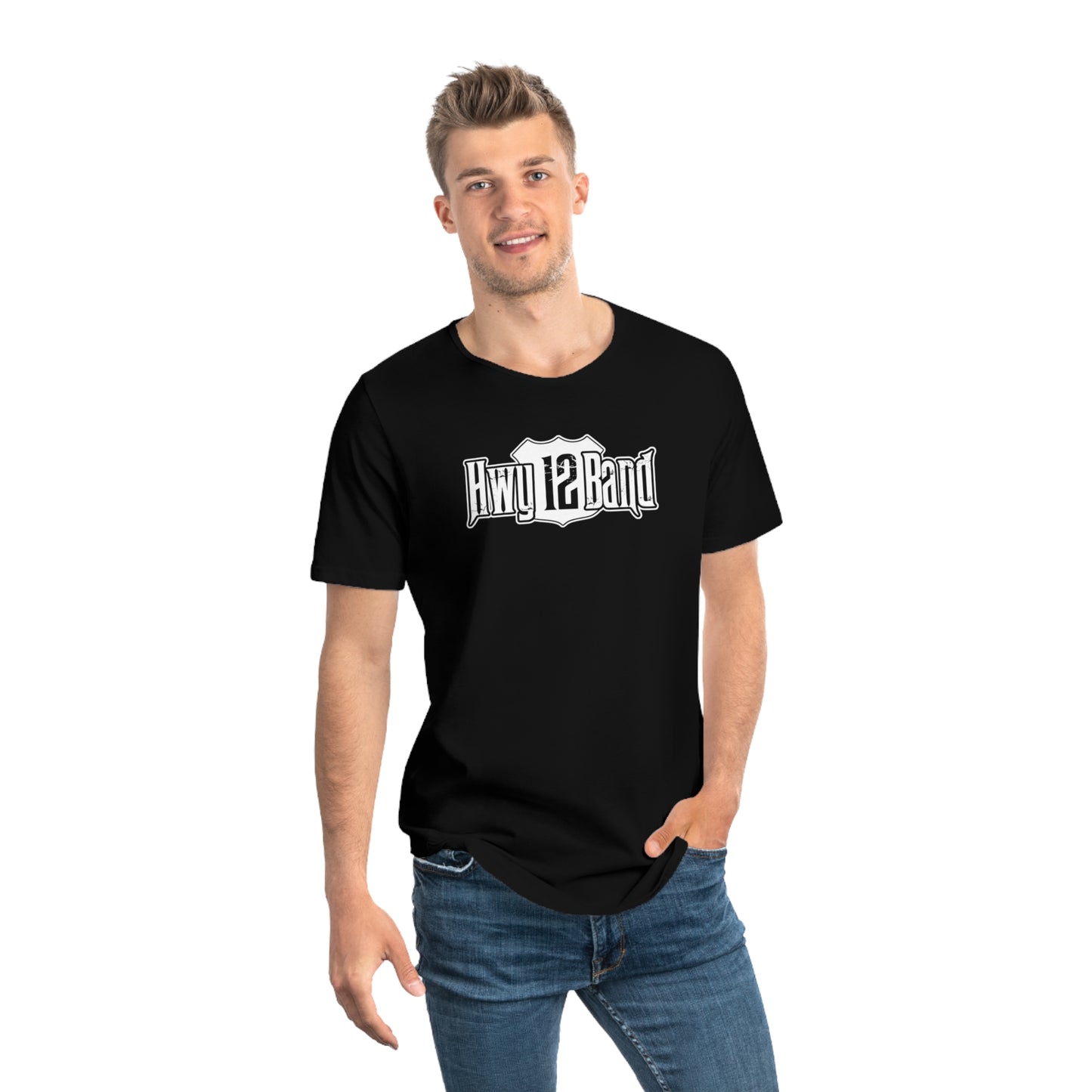 Hwy 12 Band Curved Hem Tee - Black