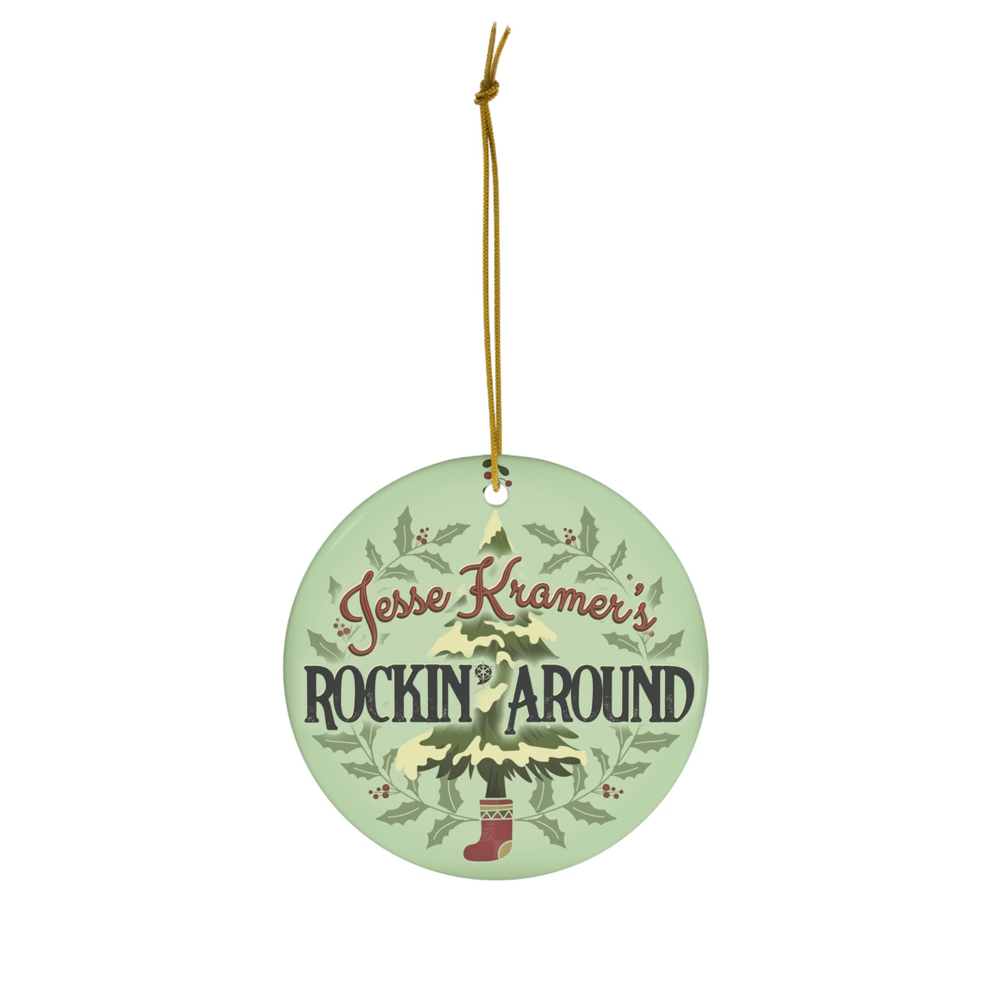 Rockin' Around Ceramic Ornament