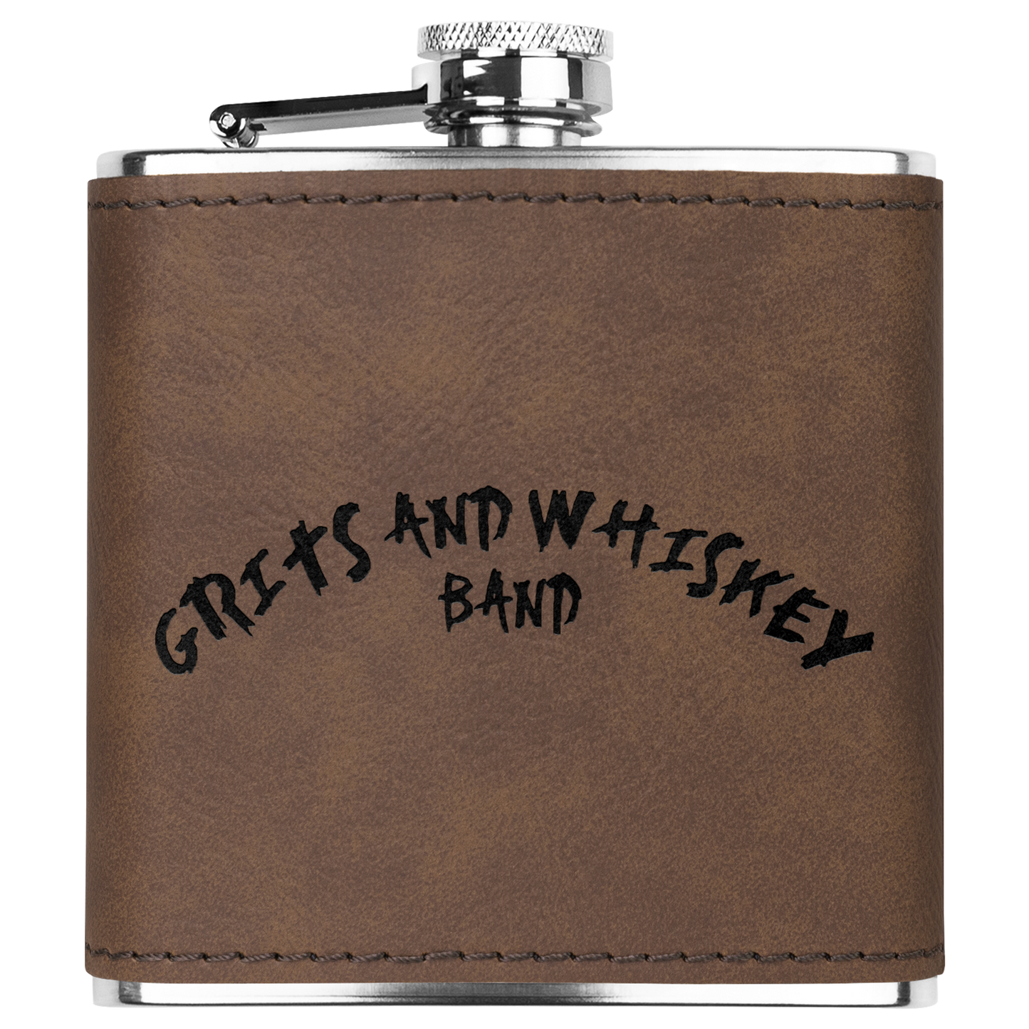Grits_and_Whiskey_Band_Flask_Dk_Brown_Main_Mockup.png